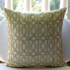 Gold Taj - Ivory Art Silk Throw Pillow Cover