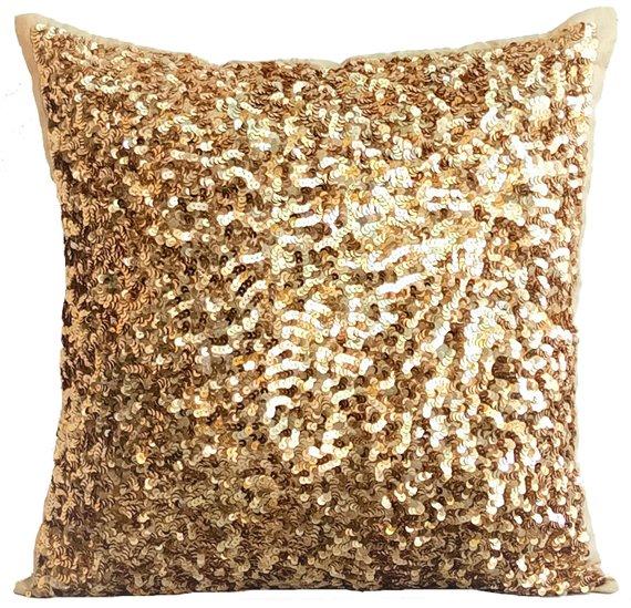 Golden Sparkle Sequins Decorative Euro Sham