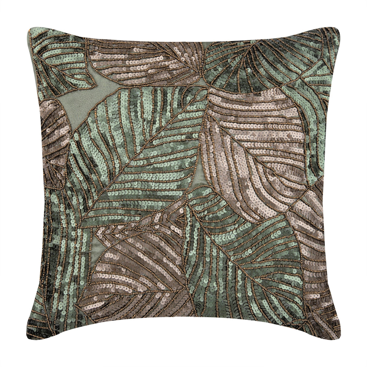 Green Camouflage - Olive Green Art Silk Decorative Euro Sham