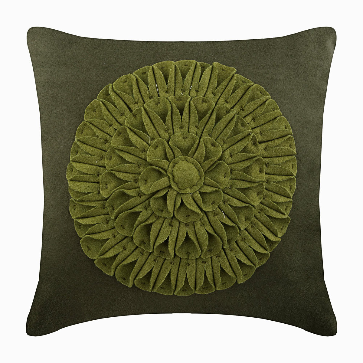 Green Dahlia - Green Suede Decorative Euro Sham