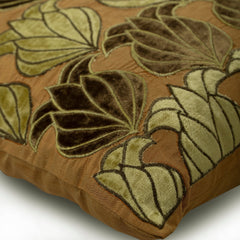Green Lotus Applique Throw Pillow Cover