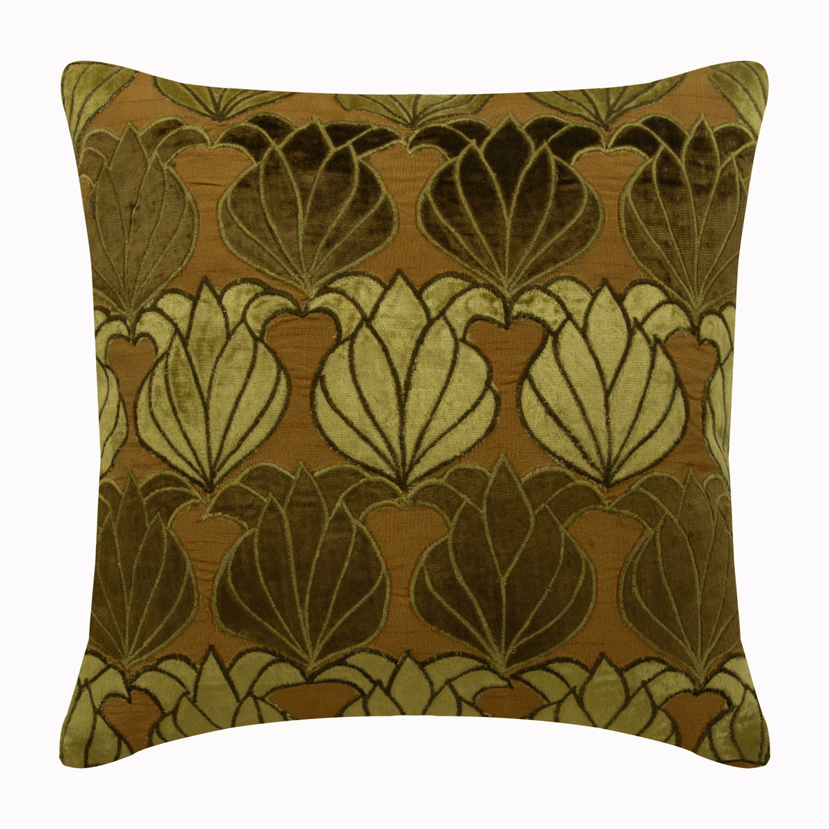 Green Lotus Silk Throw Pillow Cover