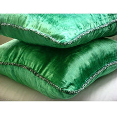Green Shimmer - Emerald Green Velvet Decorative Euro Sham