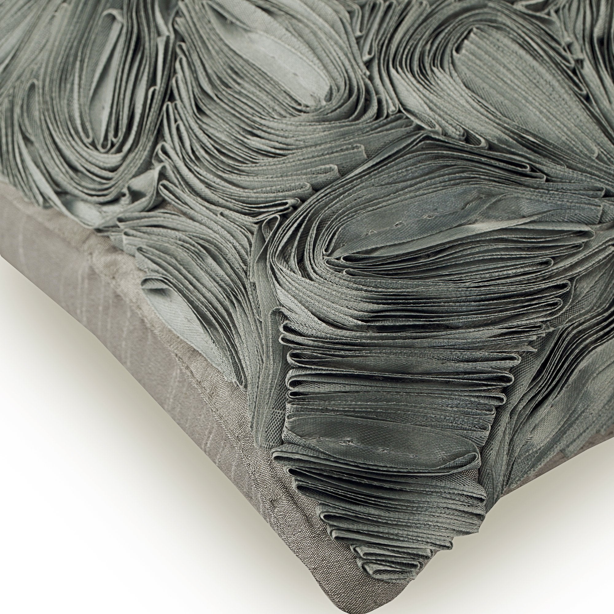 Grey Floral Robe Ribbon Decorative Euro Sham