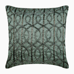 Grey N Silver Beaded Throw Pillow Cover