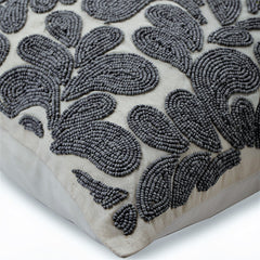 Grey Scattered Floral - Silver Cotton Linen Decorative Euro Sham