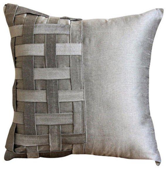 Grey Silver Bricks Euro Sham