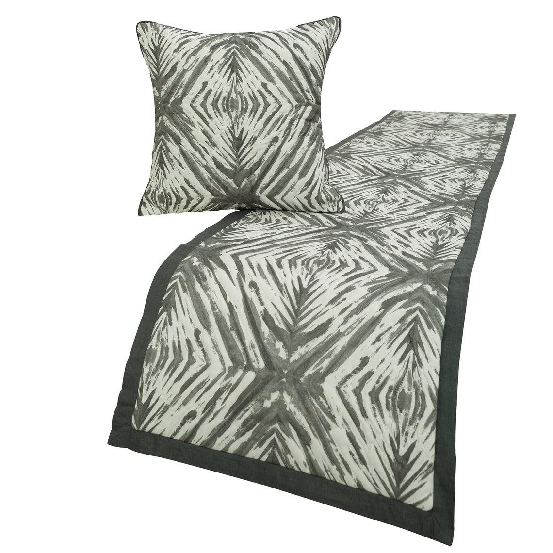 Grey Semblance Decorative Bed Runner and Pillow Cover