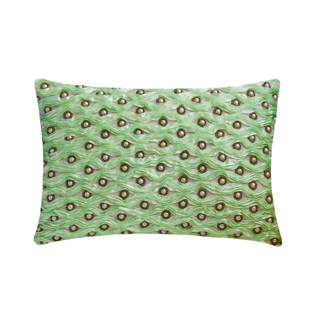 Mint Ripple Lumbar Pillow Cover