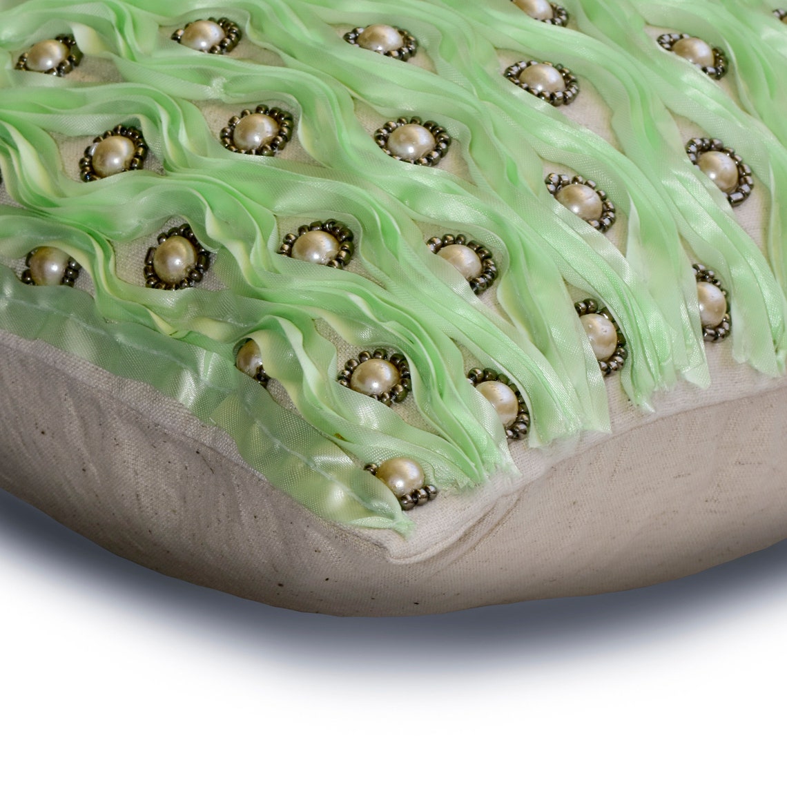 Mint Ripple Lumbar Pillow Cover