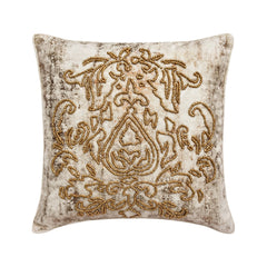 Aureate Ivory - Gold Velvet Throw Pillow Cover