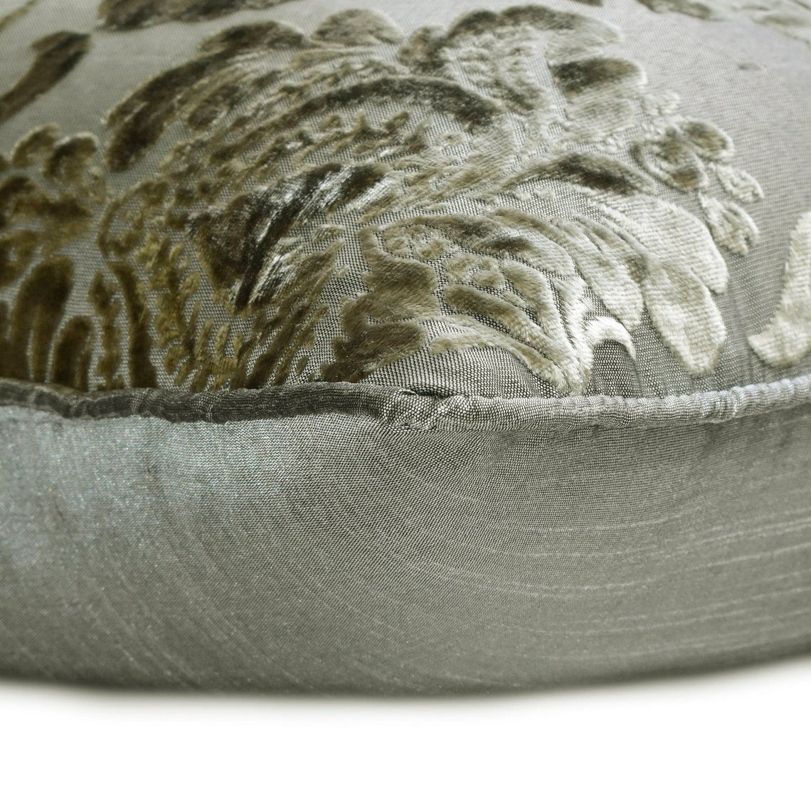 Damask Glitterati - Silver Linen Throw Pillow Cover