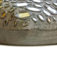 Darpan Grey - Grey Silk Throw Pillow Cover