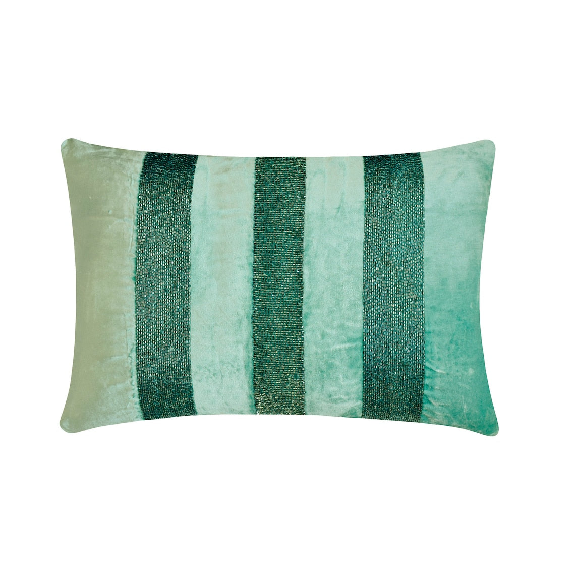 Sparkling Stripe Teal Lumbar Pillow Cover