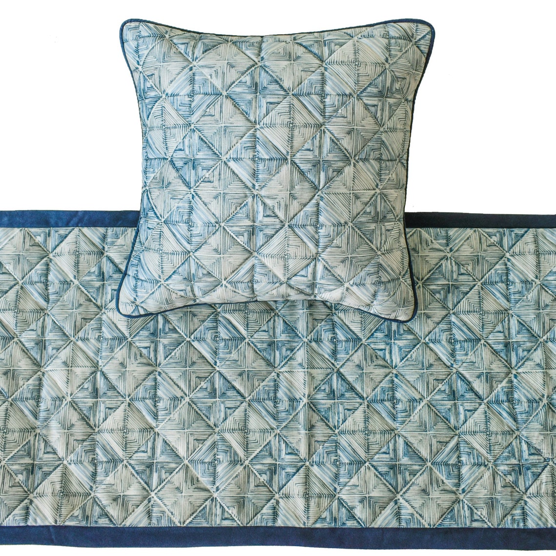 Indigo Centric Decorative Bed Runner and Pillow Cover