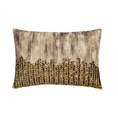 Brushed Silver - Blue Suede Lumbar Pillow Cover