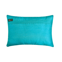 All Eyes on Aqua - Blue Silk Lumbar Pillow Cover
