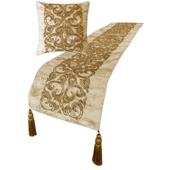 Ornamento Oro Decorative Bed Runner and Pillow Cover