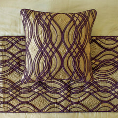 Plum Swirls Decorative Bed Runner and Pillow Cover