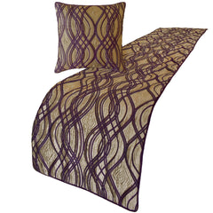 Plum Swirls Decorative Bed Runner and Pillow Cover