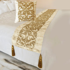 Ornamento Oro Decorative Bed Runner and Pillow Cover