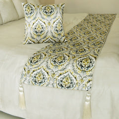 Flamey Damask Decorative Bed Runner and Pillow Cover