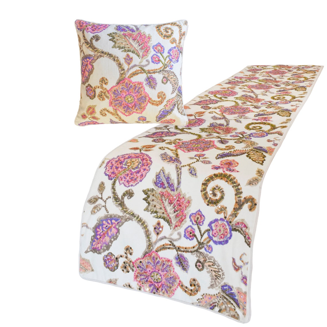 Aster Decorative Bed Runner and Pillow Cover