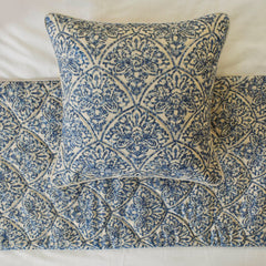 Farzeen Blue - Cotton Blue Decorative Bed Runner and Pillow Cover