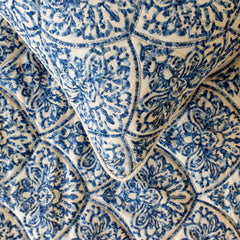 Farzeen Blue - Cotton Blue Decorative Bed Runner and Pillow Cover