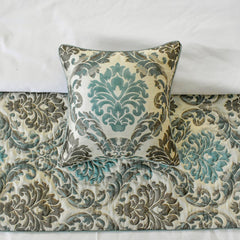 Royal Elegance - Jacquard Blue Decorative Bed Runner and Pillow Cover