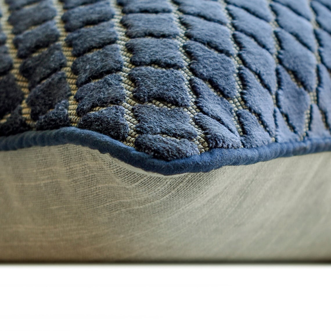 Geolattice Navy - Navy Blue Velvet Throw Pillow Cover