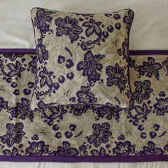 Plum Petal - Velvet Purple Decorative Bed Runner and Pillow Cover