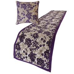 Plum Petal - Velvet Purple Decorative Bed Runner and Pillow Cover