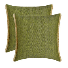 Evergreen Jute - Green Jute Throw Pillow Cover