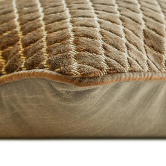 Geolattice Brown - Brown Velvet Throw Pillow Cover