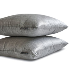 Silver Gray Luxury Pack of 2 - Silver Grey Art Silk Throw Pillow Cover