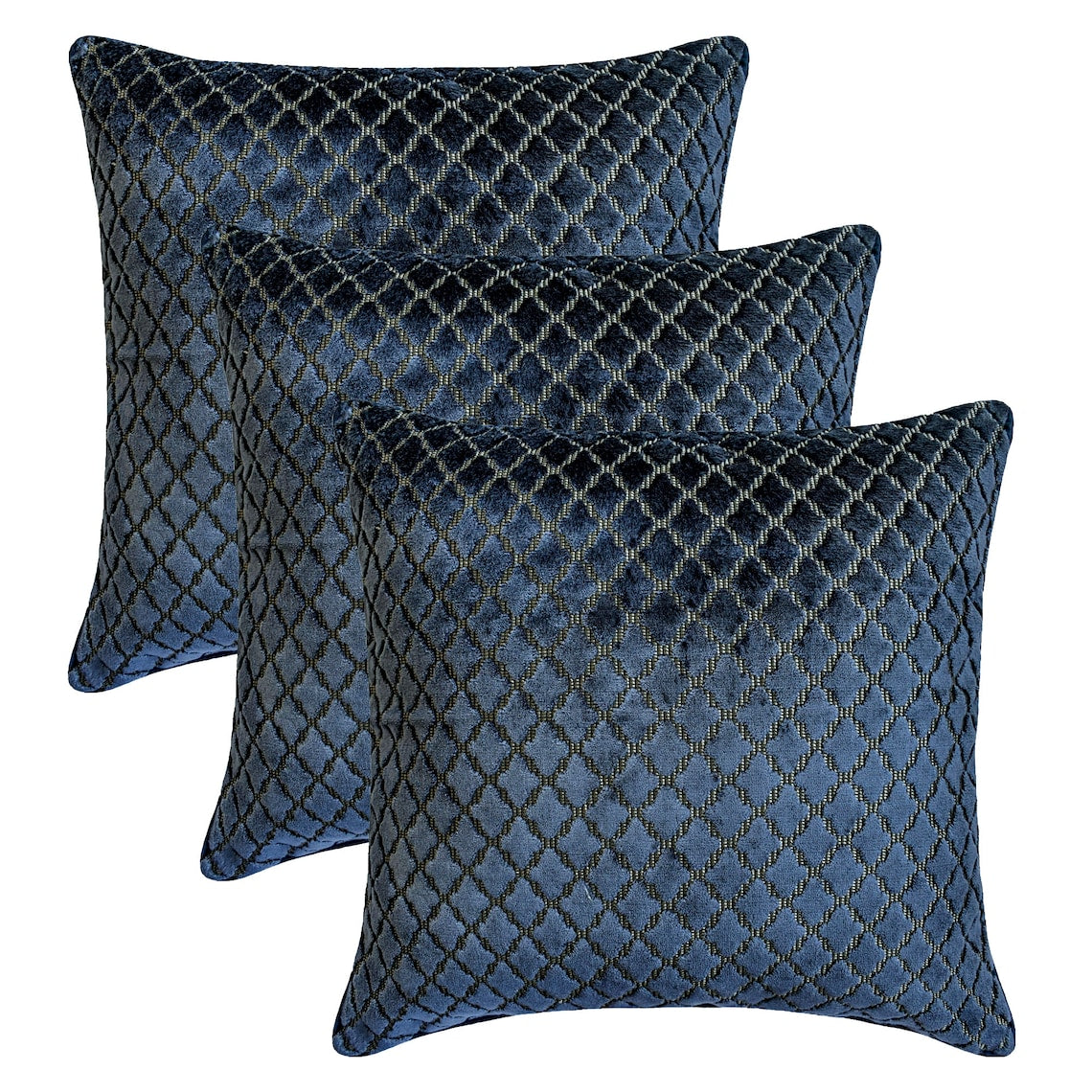 Geolattice Navy - Navy Blue Velvet Throw Pillow Cover