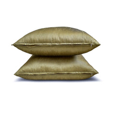 Antique Gold Luxury Pack of 2 - Antique Gold Art Silk Throw Pillow Cover