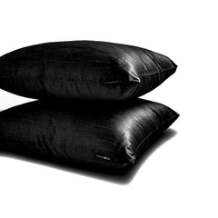 Black Luxury Pack of 2 - Black Art Silk Throw Pillow Cover
