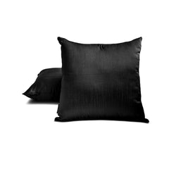 Black Luxury Pack of 2 - Black Art Silk Throw Pillow Cover
