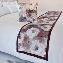 Wood Rose Decorative Bed Runner and Pillow Cover