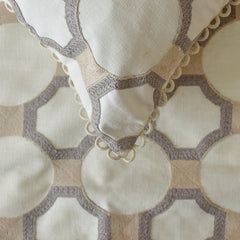 Threaded Geometry - Cotton White, Beige & Grey Decorative Bed Runner and Pillow Cover