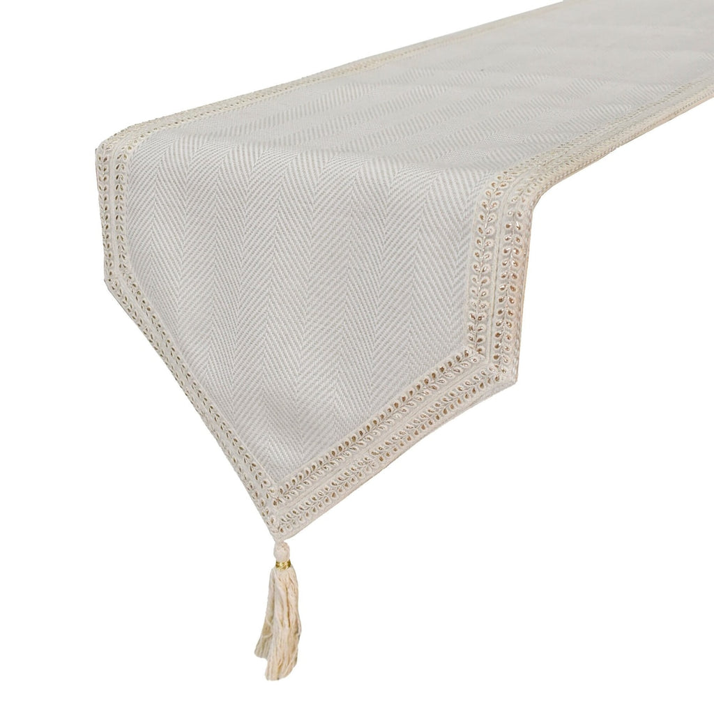 Ivory Jute Linen Decorative Table Runner, Eleganza – The HomeCentric