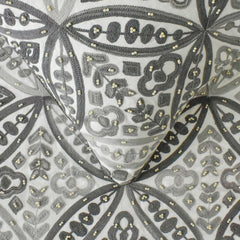 Meryem - Embroidered Gray Decorative Bed Runner and Pillow Cover