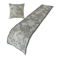 Meryem - Embroidered Gray Decorative Bed Runner and Pillow Cover