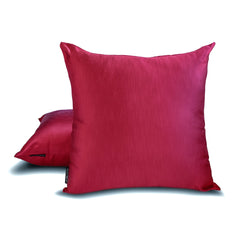 Deep Red Slub Satin - Red Satin Lumbar Pillow Cover