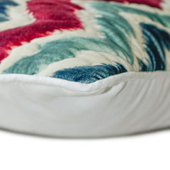 Chevron Meltdown - Red & Blue Suede Lumbar Pillow Cover