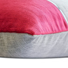 Berry Bliss Red - Red & Grey Linen Lumbar Pillow Cover
