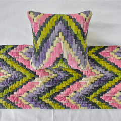 Artful Chevron - Velvet Pink & Purple Decorative Bed Runner and Pillow Cover