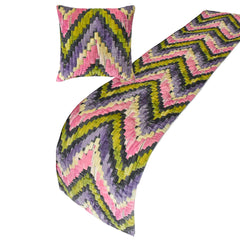 Artful Chevron - Velvet Pink & Purple Decorative Bed Runner and Pillow Cover